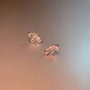 CZ Silver Bee Stud Earrings Delicate Minimalist